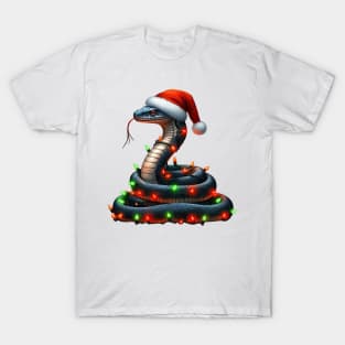 Snake Wrapped In Christmas Lights T-Shirt